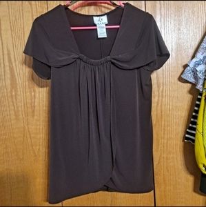 💙ICE brown twist blouse short sleeved S